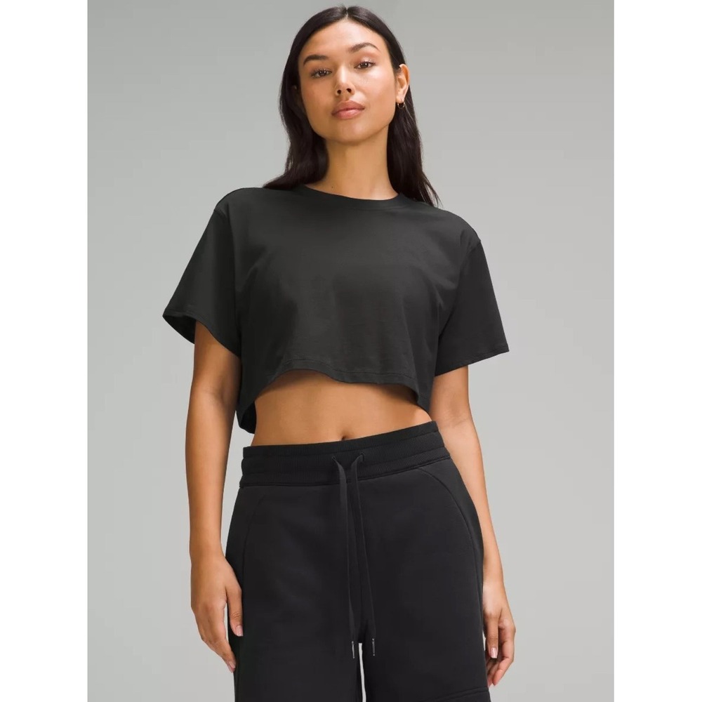 Lululemon Black All Yours Cropped T-Shirt Size 6 Clean Girl Elevated Basic Layer